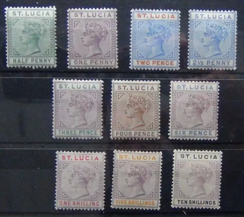 St Lucia 1891 - 1898 set to 10s MM - Image 1 of 1