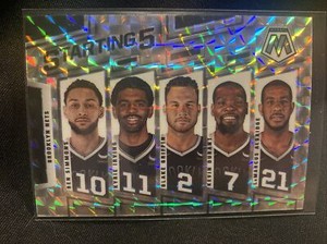 2021-22 Mosaic Starting 5 Silver Prizm Brooklyn Nets Kevin Durant Kyrie Irving 