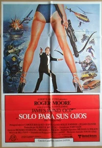 For Your Eyes ORIGINAL Spanish '81 POSTER Roger Moore as James Bond 007 Sexy art - Imagen 1 de 3