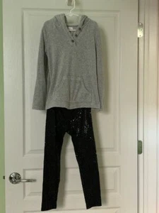 NWOT - GIRL'S JEGGINGS AND HOODED SWEATSHIRT - GRAY AND BLACK - SIZE 7 - 8 - Picture 1 of 1