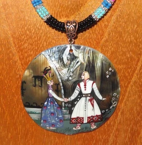 SHELL Pendant Kay Nielsen East Of The Sun West Of The Moon beaded necklace GIFT - Picture 1 of 10