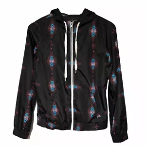 Empyre Windbreaker Womens Jacket Southwestern Aztec Zip Up Black Small Hoodie - Picture 1 of 18