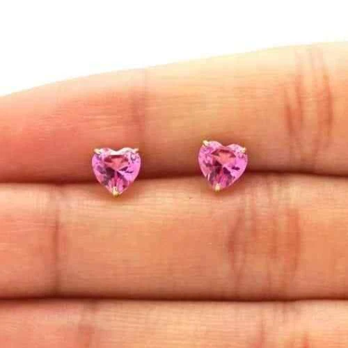 Aretes solitarios de oro real de 14 quilates con forma de topacio rosa atornillado trasero Foto 1 de 4