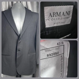 Armani Collezioni Hombres Blazer 42R Carbón Rayas Lana Traje Chaqueta Italia Lujo - Imagen 1 de 16