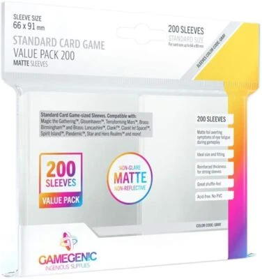 GAMEGENIC STANDARD CARD GAME VALUE PACK MATTE HÜLLEN TRANSPARENT (200 STÜCK)