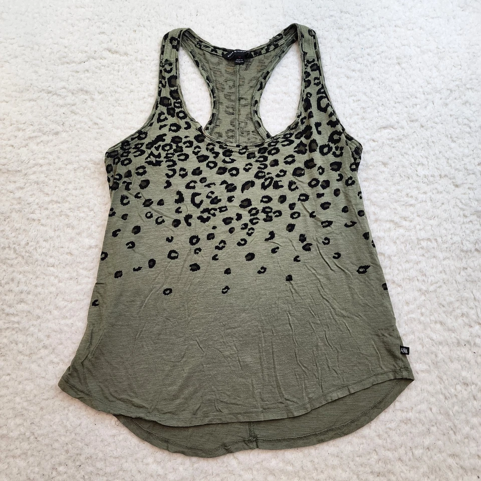 Rock & Republic Racerback Tank Top M Green Leopard Print Cotton Modal Soft - Image 1 of 4