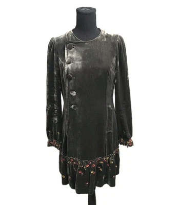 De Colección Y2K Betsy Johnson Mezcla de Seda Terciopelo Chaqueta Vestido Bordado Bosque de Hadas 4 Foto 1 de 4