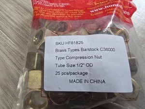 Tuerca de compresión de latón de 1/2" 25 piezas - Imagen 1 de 7