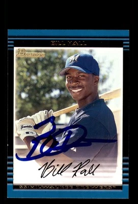 Signed Baseball Card Auto Bill Hall 2002 Bowman #123 Milwaukee Brewers - Image 1 of 2
