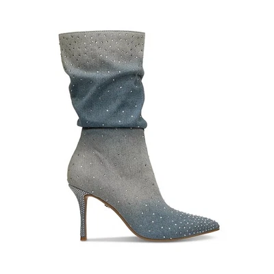 Thalia Sodi Womens 8.5 M Denim Rhinestone Slouch Pointed Toe Boots DISPLAY JM2 - Image 1 of 4