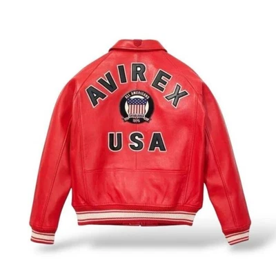 Men's New  Avirex American Flight Bomber Jacket Genuine Cowhide Leather Jacket - Image 1 of 4
