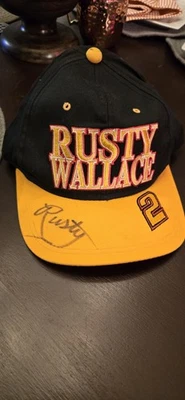 vintage rusty wallace signed Ford snapback hat - Image 1 of 4