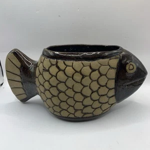 Vtg 1970s David Stewart Lion's Valley Pottery Fish Planter Modernist MCM 7.25” - Picture 1 of 11