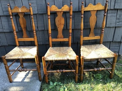 THREE 18TH C COUNTRY QUEEN ANNE MAPLE & BIRCH SIDE CHAIRS - Image 1 of 3