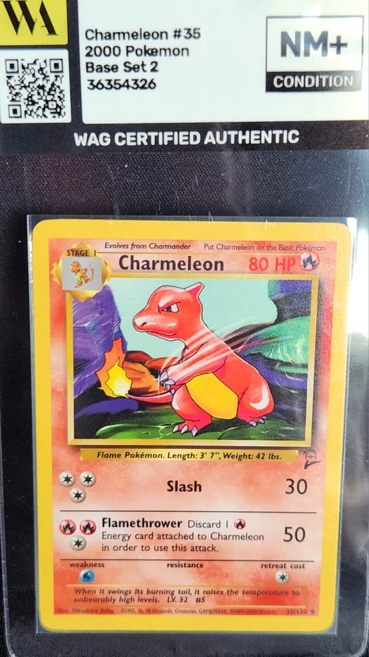 WAG CERTIFIED NM+ Charmeleon 35/130 - Base Set 2 - WoTC Pokemon Card TCG - Image 1 of 1