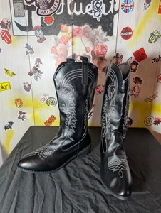 Black Embroided Cowboy Boots - Picture 1 of 6