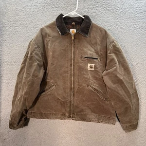 Vintage Carhartt Detroit Jacket Mens Brown XL Blanket Lined Workwear Chore 90s - Picture 1 of 14