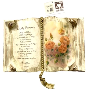 VINTAGE 1985 JUDITH BOND HANDMADE DECOUPAGE BOOKS OF LOVE TO MY PARENTS DECOR - Picture 1 of 8