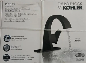 KOHLER Katun Single or 4 in. Centerset Single-Handle Bathroom Faucet Black NEW - Picture 1 of 4