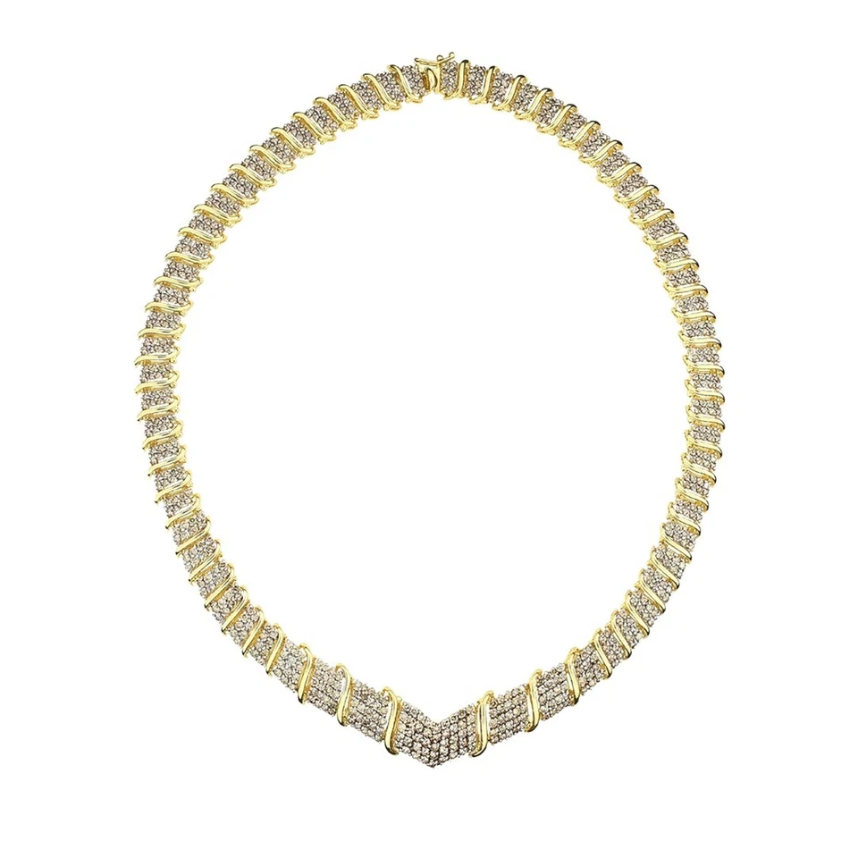 COLLAR GARGANTILLA PAVÉ DIAMANTES 16" ORO AMARILLO 14KT 7CT Foto 1 de 1
