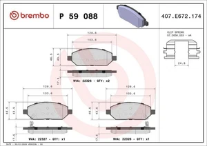 Brake Pad Set, disc brake BREMBO P 59 088 for OPEL KARL (C16) 1 2018-2019 - Picture 1 of 6
