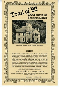Folleto Trail of '98 Museo Skagway Alaska de la década de 1950 - Imagen 1 de 2