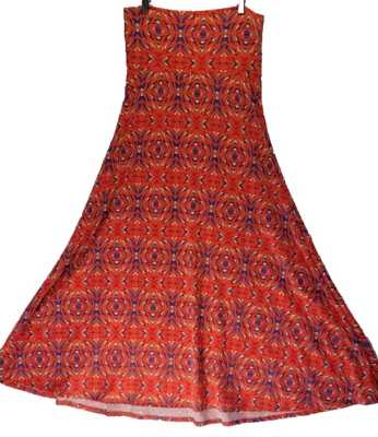 Linda Falda Círculo LuLaRoe Talla S Cassie Naranja con Estampado Azteca Usada en Excelente Condición Foto 1 de 4