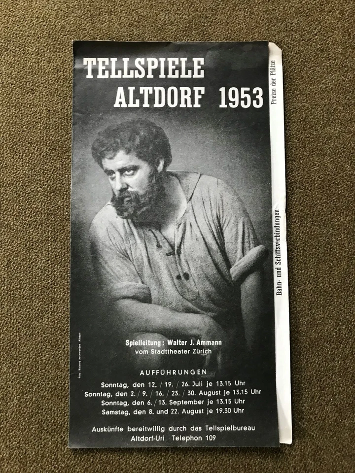 Tellspiele Altdorf 1953,J.Ammann,Stadttheater Zürich,Suisse,Prospekt,Aschwanden, - Bild 1 von 1