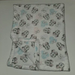 Disney Baby Minnie Mouse Fleece Baby Blanket Blue Pink Purple Polka Dots - Picture 1 of 6