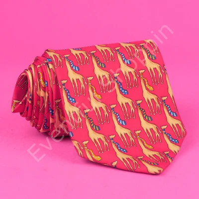 Corbata vintage con estampado de jirafa Brooks Brothers para hombre roja seda Foto 1 de 4