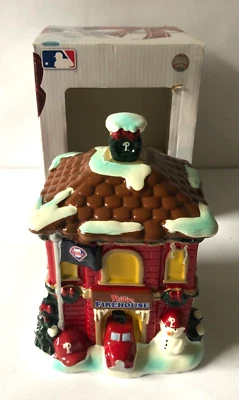 MLB Ltd Edition Village Collection Philadelphia Phillies Firehouse Christmas NIB - Image 1 of 4