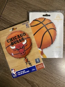 Chicago Bulls 17” Basketball Balloon With A 28” Plain basketball Foil Balloon - Picture 1 of 2