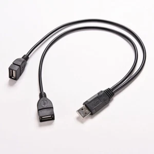 USB 2.0 Male 1-To-2 Dual USB Female Splitter Hub Cord Adapter Converter Black - Picture 1 of 4