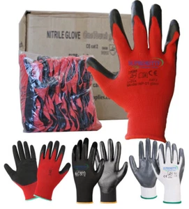 240 Pairs Builders Gloves Hand Safety NBR Nitrile Coated Consruction Work Grip - Picture 1 of 19