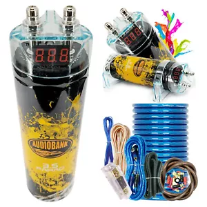 PRO 3.5 Farad Capacitor Car Audio 3500 Watts Power 12V Display + 4 Gauge amp KIT - Picture 1 of 8