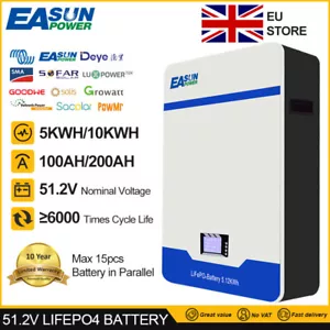 Sistema di accumulo batteria solare 10kW 10000W LiFePO4 51,2V 200Ah BMS RS485 48V UK - Foto 1 di 13