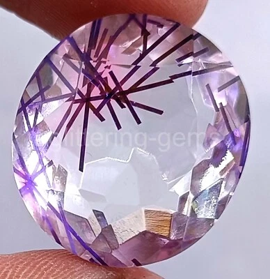 Purple Rutilated Quartz 40.0 Ct Oval Cut IGL Transparent Loose Gemstone 5JJP - Image 1 of 4
