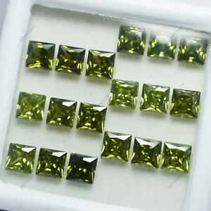 9 Pcs Natural CERTIFIED Green Sapphire Square Cut Loose Gemstone 5x5 MM Lot - Picture 1 of 15