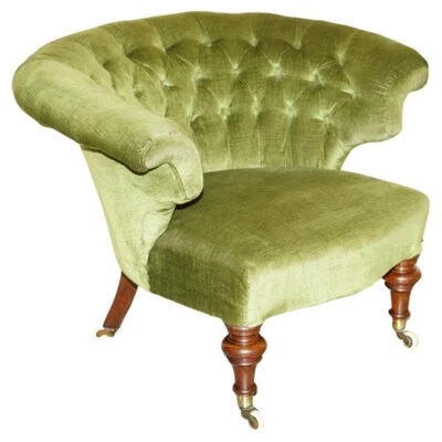 ОРИГИНАЛЬНОЕ КРЕСЛО-ВАННА REGENCY 1810-20 CHESTERFIELD В РАМКЕ ИЗ ГРЕЦКОГО ОРЕХА ЗЕЛЕНАЯ БИБЛИОТЕКА - Изображение 1 из 4