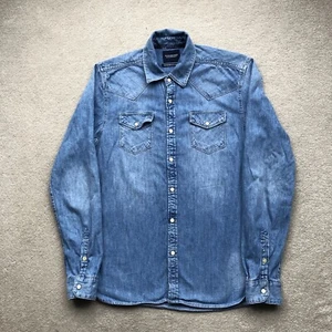 Camisa vaquera occidental Scotch & Soda Ams azul para hombre perla a presión azul talla S - Imagen 1 de 15