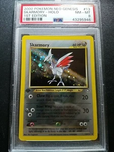Pokemon PSA 8 1st Edition Neo Genesis Skarmory Holo Rare (13/111) NM-MINT - Picture 1 of 2