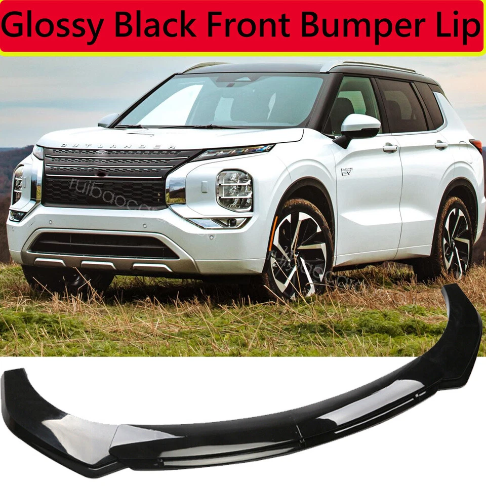 Front Bumper Lip Spoiler Gloss Body Kit For Mitsubishi Outlander Splitter 4Pcs Foto 1 de 4