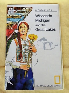 2-Sided March 1973 National Geographic Map Close-Up USA WI MI & Great Lakes - Picture 1 of 5