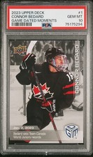 CONNOR BEDARD 2022-23 Upper Deck UD Game Dated Moments Silver RC Card 1 PSA 10