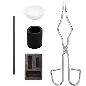 Kit de fusión de oro, plata, cobre pinzas de crisol varilla de agitación molde de lingote de grafito - Imagen 1 de 31