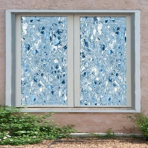 3D Blue Glass Squa D74 Window Film Print Sticker Cling Stained Glass UV Block An - Photo 1/11