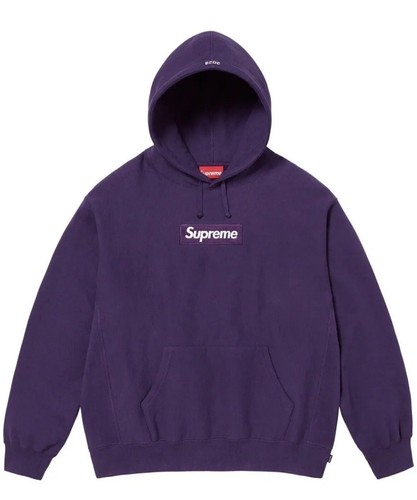 Felpa con cappuccio con logo Supreme Box viola taglia S Fw23 a mano pronta per la spedizione