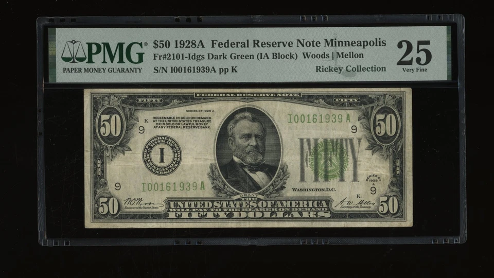 DBR 1928-A $50 DGS FRN Minneapolis Fr. 2101-Idgs PMG 25 Serial I00161939A - Image 1 of 2