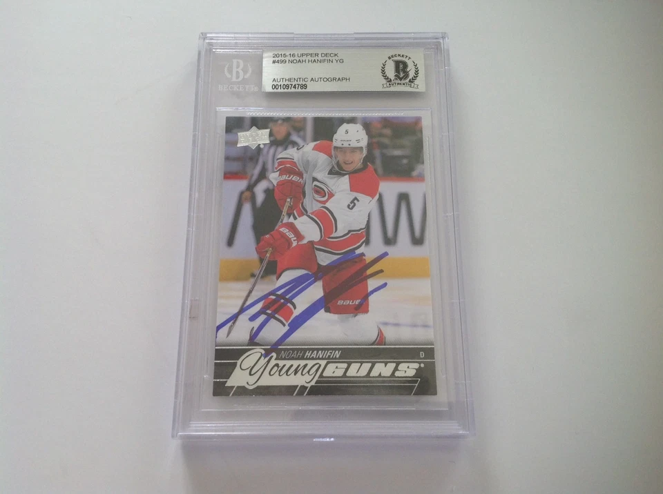 Noah Hanifin Signed 2015/16 Young Guns RC Card Slabbed Beckett BAS BGS b - Image 1 of 2