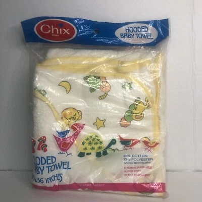 1973 Vintage Chix Dundee Hooded Baby Towel 30"x36” Animals. New Free Shipping - Image 1 of 4